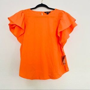 PROJECT RUNWAY Ruffle Sleeve Blouse Orange Size Medium